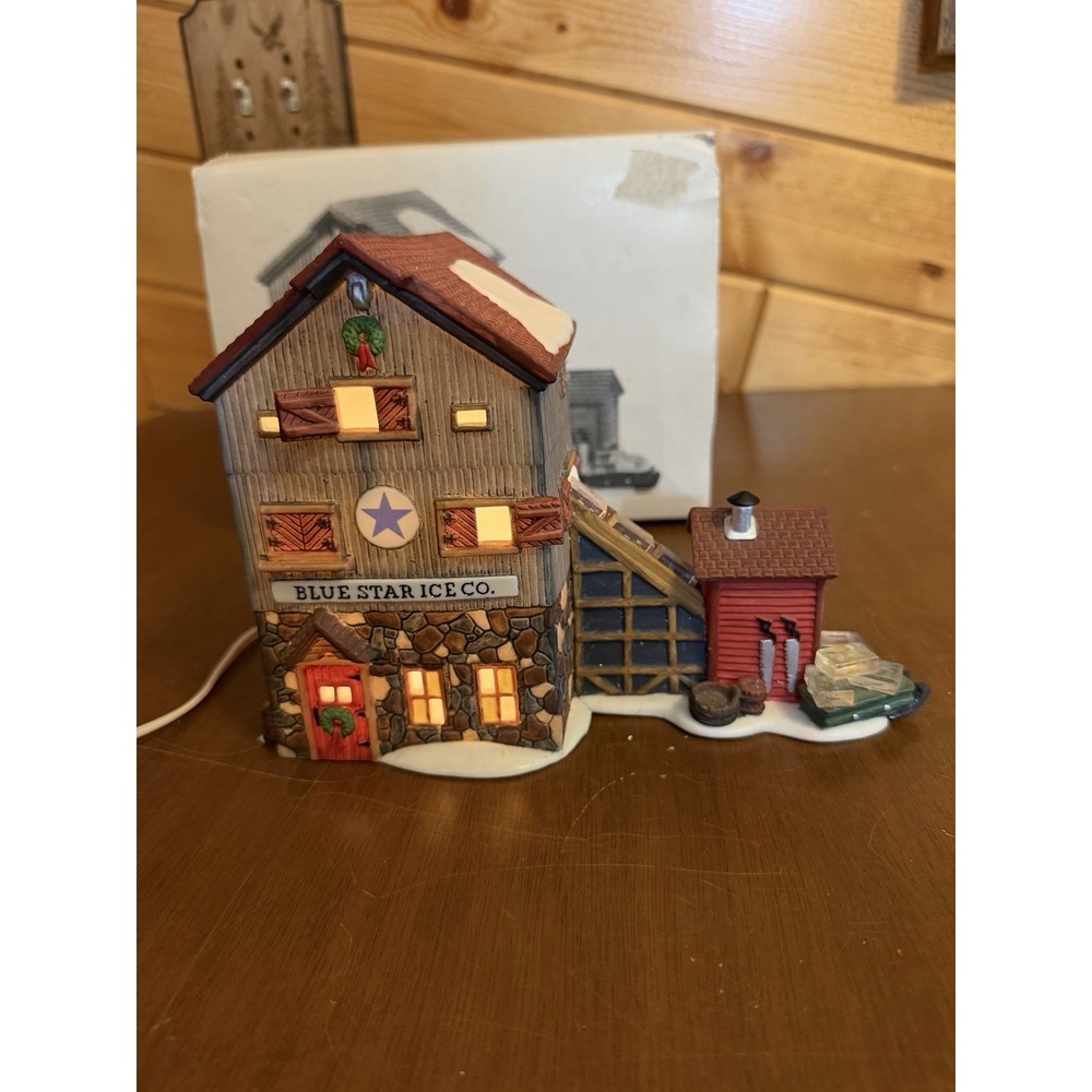 Dept 56 New England Village Blue Star Ice Co 5647-2 Box Vintage 1990s Porcelain